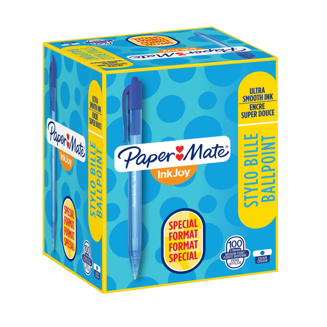 Balpen Paper Mate Inkjoy 100RT medium blauw valuepack 80+20 gratis — Foto 2 von 2
