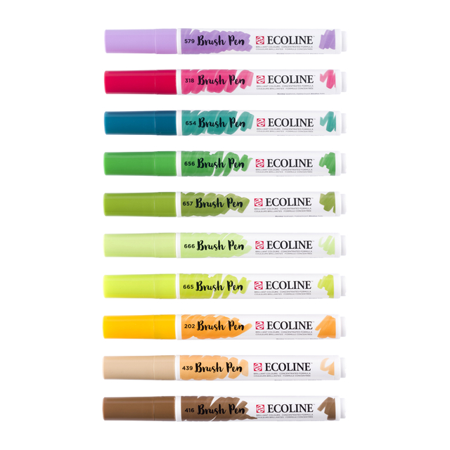 Brushpen Talens Ecoline set à 10 stuks botanisch