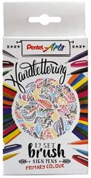 Brushpen Pentel SES15C Sign Artist standaardkleuren assorti doos à 12 stuks