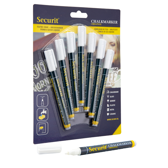 Krijtstift Securit SMA-100 rond wit 1-2mm blister à 7 stuks — Foto 2 von 2