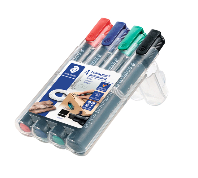 Viltstift Staedtler Lumocolor 350 permanent schuin assorti 4 stuks — Foto 2 von 2