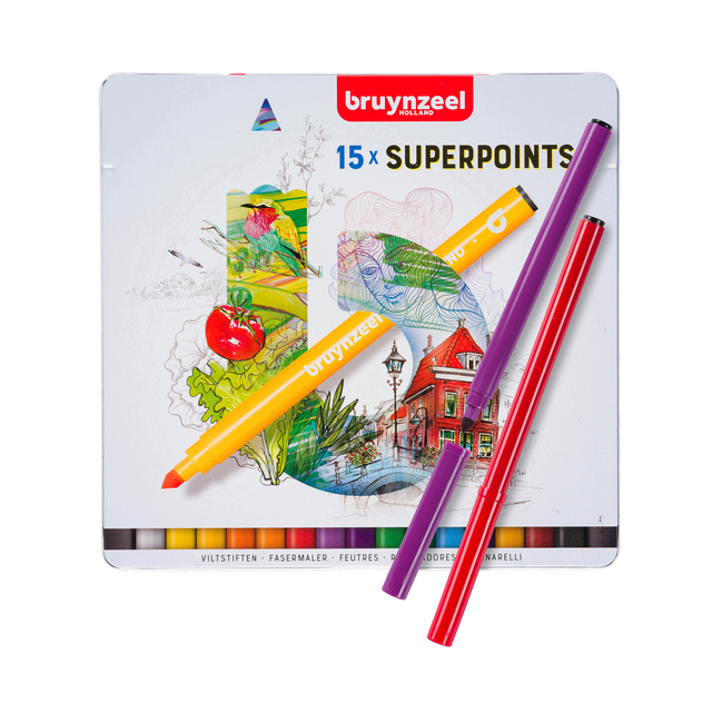 Viltstift Bruynzeel Creatives Superpoints assorti blik à 15 stuks — Foto 2 von 2