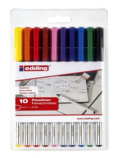 Fineliner Edding 89/10 fijn assorti blister à 10 stuks