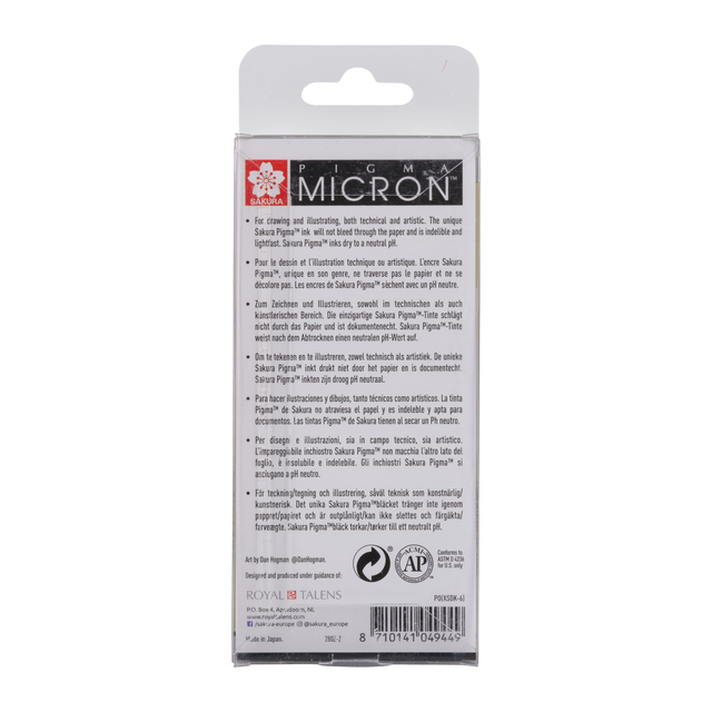 Fineliner Sakura Pigma Micron set à 6 schrijfbreedtes zwart — Foto 2 von 2