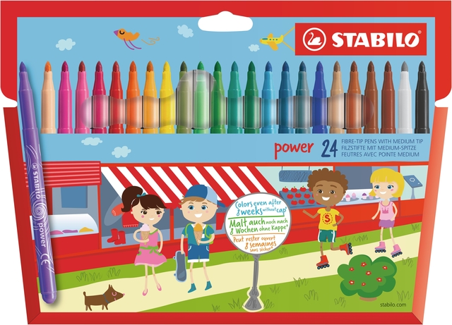 Viltstift STABILO power 280/24 assorti etui à 24 stuks
