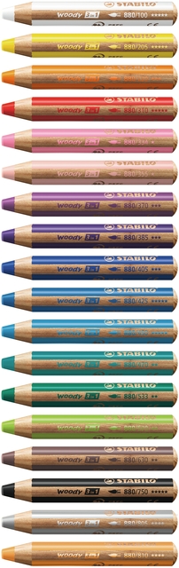 Kleurpotloden STABILO 880 woody 3 in 1 Arty inclusief puntenslijper assorti etui à 10 stuks — Foto 2 von 2