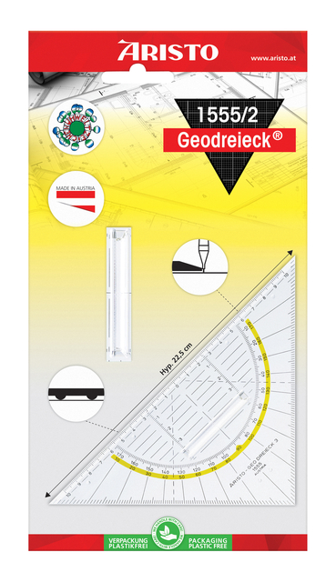 Geodriehoek Aristo 1552 160mm transparant met gele rand — Foto 2 von 2