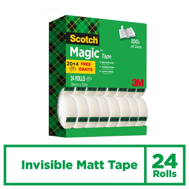 Plakband Scotch Magic 810 19mmx33m onzichtbaar mat 20+4 gratis — Foto 2 von 2