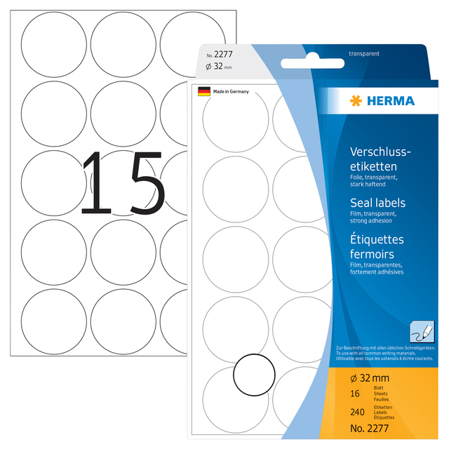 Etiket HERMA 2277 rond 32mm transparant 240 stuks — Foto 2 von 2