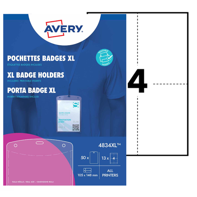 Badge Avery 4834 A6 hoes + insteekkaarten 10 stuks — Foto 2 von 2