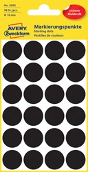 Etiket Avery 3003 rond 18mm zwart 96 stuks