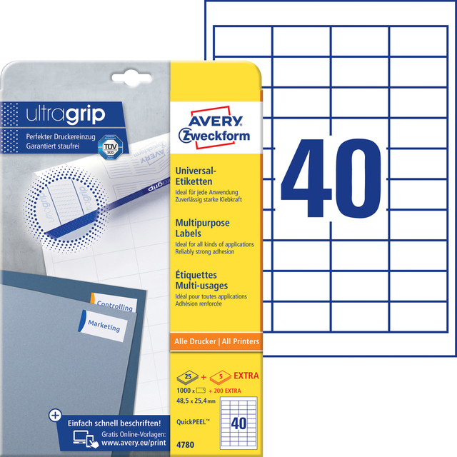 Etiket Avery 4780 48.5x25.4mm wit 1000 stuks — Foto 2 van 2