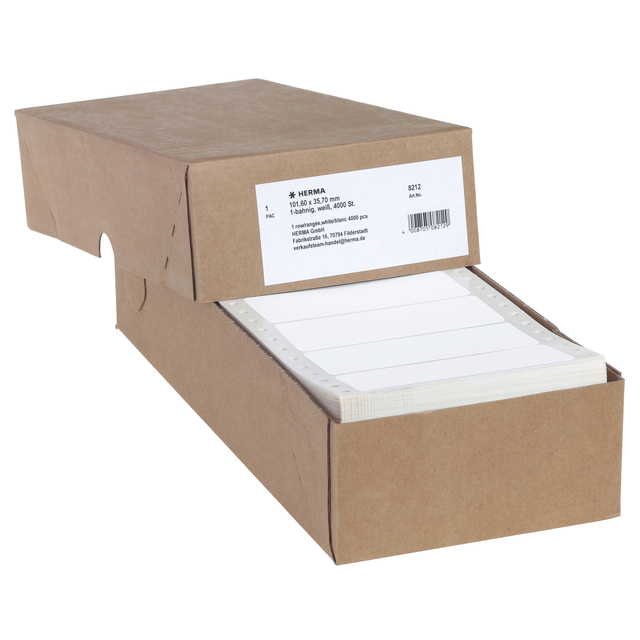 Etiket HERMA 8212 101.6x35.7mm 1-baans wit 4000 stuks