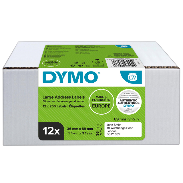 Etiket Dymo LabelWriter adressering 36x89mm 12 rollen á 260 stuks wit — Foto 2 von 2