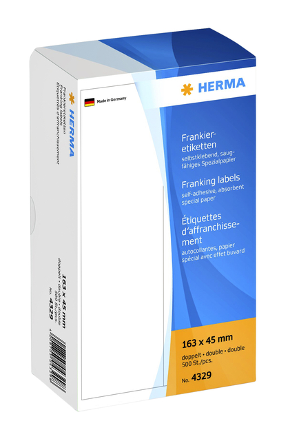 Frankeeretiket HERMA 4329 dubbel 163x45mm 500 stuks