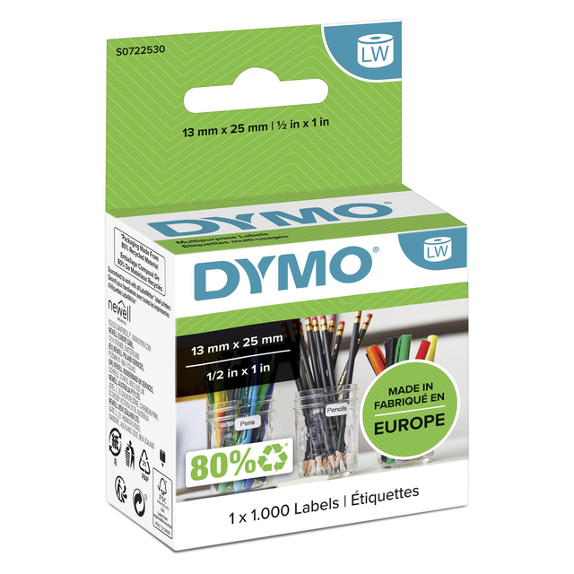 Etiket Dymo LabelWriter multifunctioneel 13x25mm 1 rol á 1000 stuks wit — Foto 2 von 3