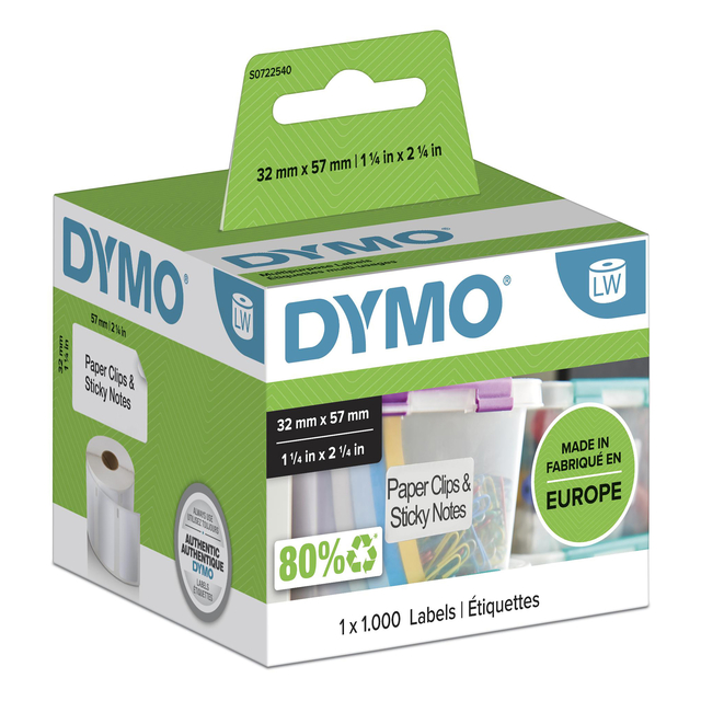 Etiket Dymo LabelWriter multifunctioneel 32x57mm 1 rol á 1000 stuks wit — Photo 2 sur 3