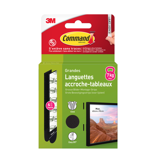 Bevestigingsstrip Command groot klik vast 7,2kg zwart