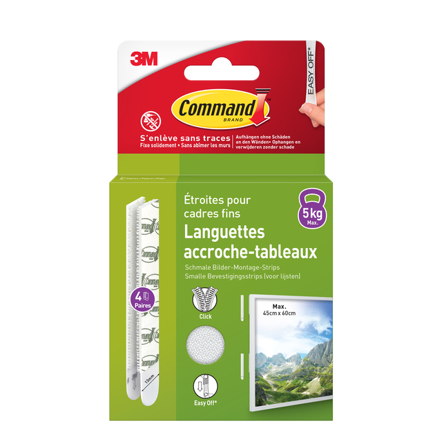 Bevestigingsstrip Command klik vast smal 5,4kg wit — Photo 2 sur 2