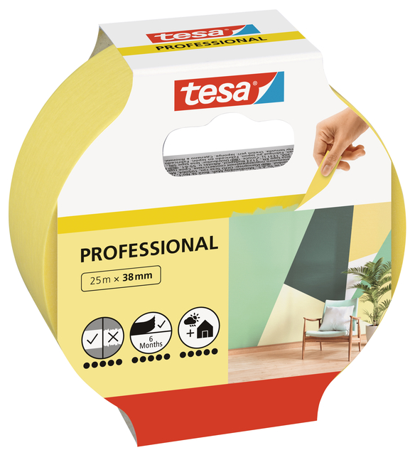 Afplaktape tesa®  Professional 25mx38mm geel — Foto 2 von 2
