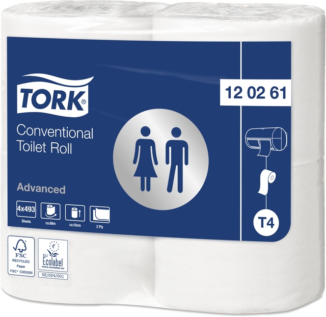 Toiletpapier Tork T4 Advanced 2-laags 493 vel wit 120261