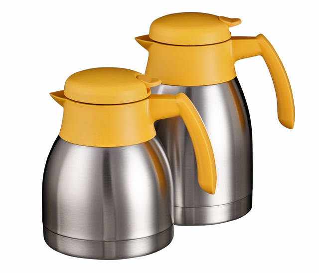 Thermoskan Bravilor dubbelwandig 1 liter RVS geel — Photo 2 sur 2