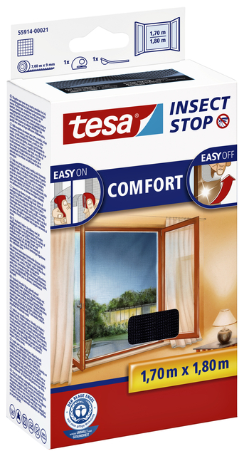 Insectenhor tesa® Insect Stop COMFORT raam 1,7x1,8m zwart — Foto 2 van 2