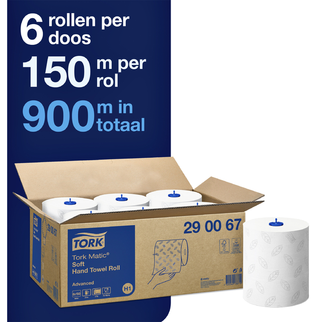 Handdoekrol Tork H1 Matic Advanced 2-laags 150m wit 290067 — Photo 2 sur 2