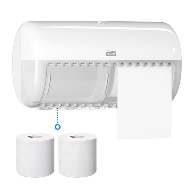 Toiletpapierdispenser Tork T4 Elevation duo wit 557000 — Foto 2 von 2