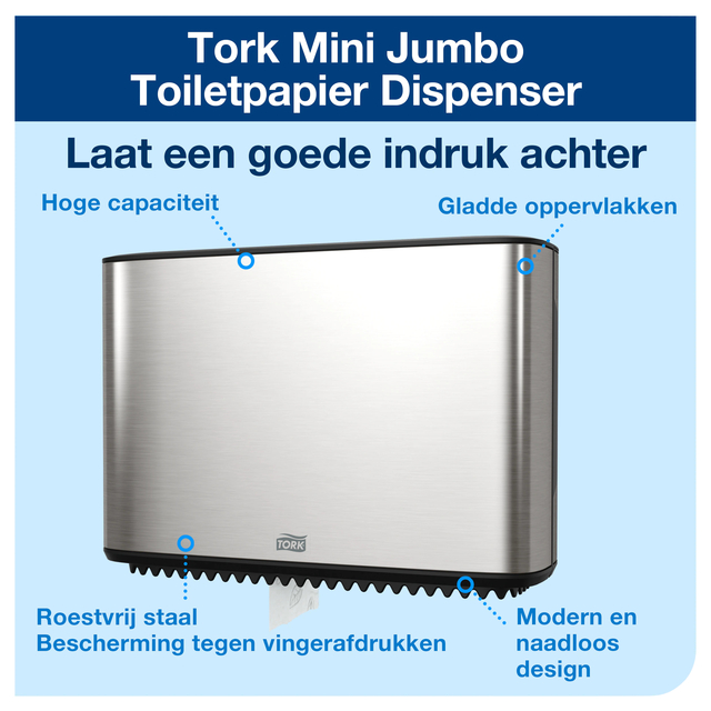 Toiletpapierdispenser Tork Image Lijn Mini jumborol T2 Image-Gesloten- rvs 460006 — Foto 2 von 2