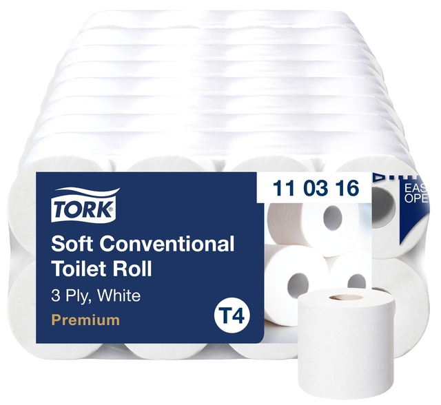 Toiletpapier Tork T4 Premium 3-laags 250 vel wit 110316 — Foto 2 von 2