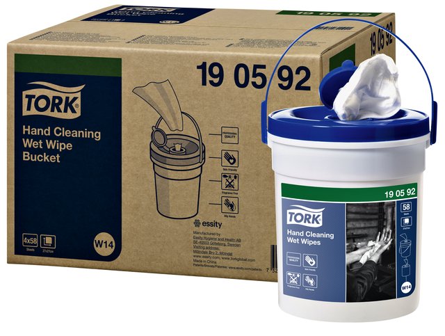 Handreinigingsdoek Tork W14 Premium emmer 1-laags 58 vel wit 190592 — Photo 2 sur 2