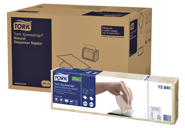 Servet Tork N4 Xpressnap Advanced 1/4 vouw 1-laags 213x330mm 1125 vel naturel 13840 — Foto 2 von 2