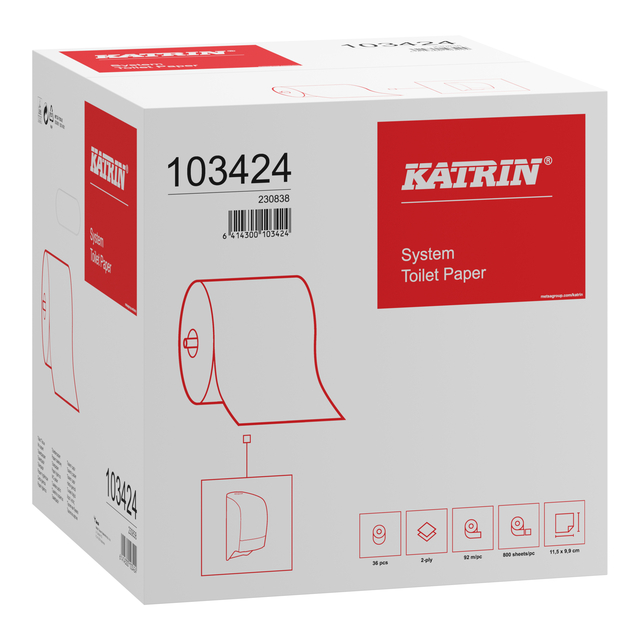 Toiletpapier Katrin systeemrol 2-laags 92m wit 103424 — Foto 2 von 2