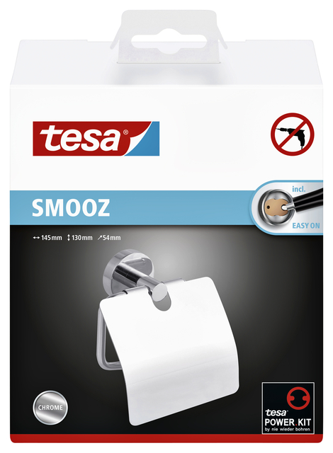 Toiletrolhouder met deksel tesa® Smooz hoogglans verchroomd metaal zelfklevend — Photo 2 sur 2