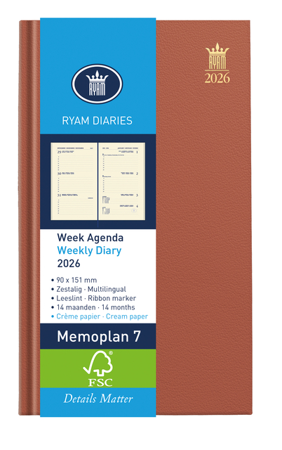 Agenda 2024 Ryam memoplan 7 Nappa 7dagen/2pagina's assorti