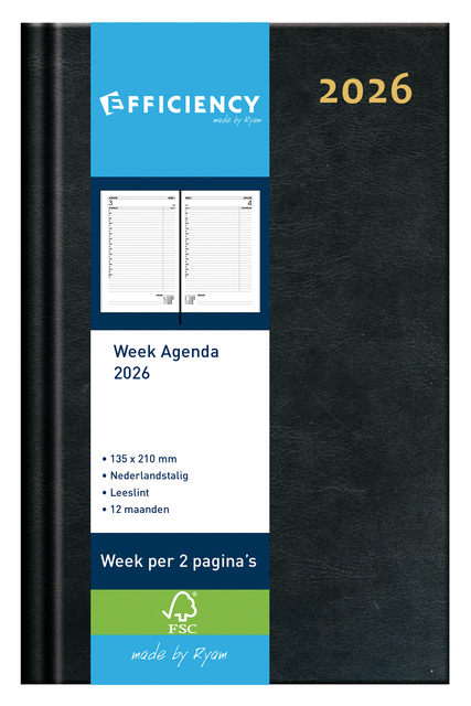 Agenda 2025 Ryam Efficiency Baladek 7dagen/2pagina's zwart