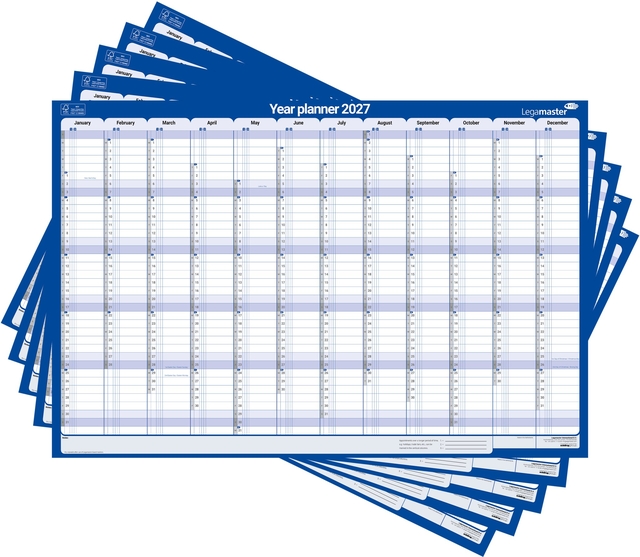 Jaarplanner 2027 Legamaster 1 persoon 90x60cm horizontaal gelamineerd Engelstalig — Foto 3 von 3