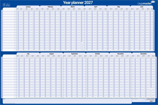 Projectplanner 2027 Legamaster 90x60cm horizontaal gelamineerd Engelstalig — Foto 2 von 3