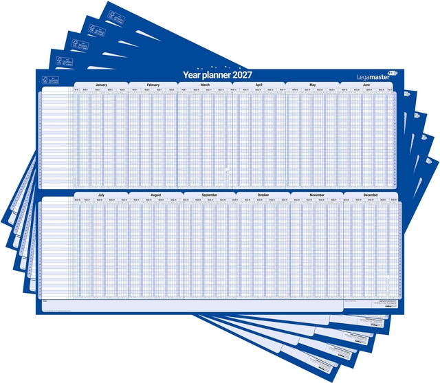 Projectplanner 2027 Legamaster 90x60cm horizontaal gelamineerd Engelstalig — Foto 3 von 3