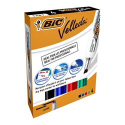 Viltstift Bic Velleda 1781 whiteboard schuin large assorti set à 4 stuks