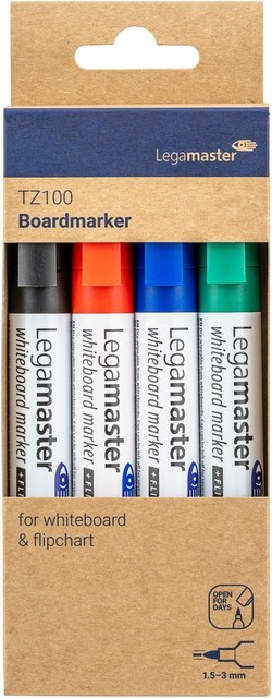 Whiteboardmarker Legamaster TZ 100 rond 1.5-3mm assorti blister à 4st