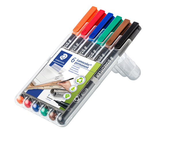 Viltstift Staedtler Lumocolor 313 permanent S set à 6 stuks assorti — Foto 2 von 2