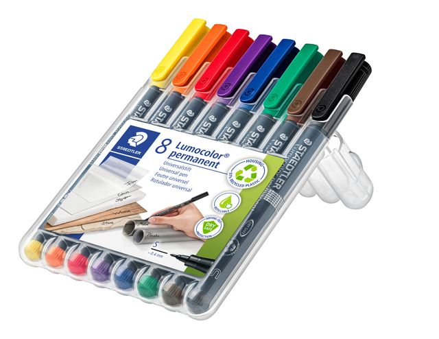 Viltstift Staedtler Lumocolor 313 permanent S set à 8 stuks assorti — Foto 2 van 2