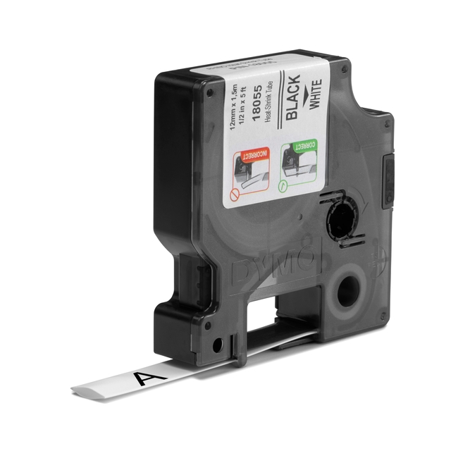 Labeltape Dymo Rhino industrieel krimpkous 12mm zwart op wit — Foto 2 von 2