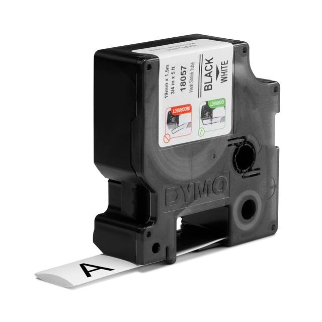Labeltape Dymo Rhino industrieel krimpkous 19mm zwart op wit — Foto 2 von 2