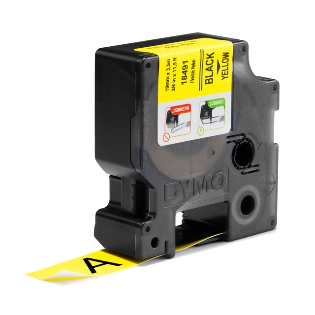 Labeltape Dymo Rhino industrieel nylon 19mm zwart op geel — Foto 2 von 2