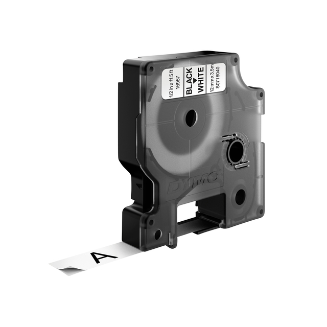 Labeltape Dymo LabelManager D1 nylon 12mm zwart op wit — Foto 3 von 3