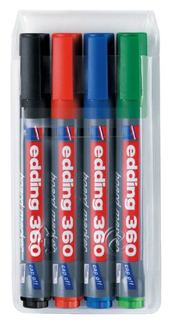 Whiteboardmarker edding 360 rond 1.5-3mm assorti set à 4 stuks