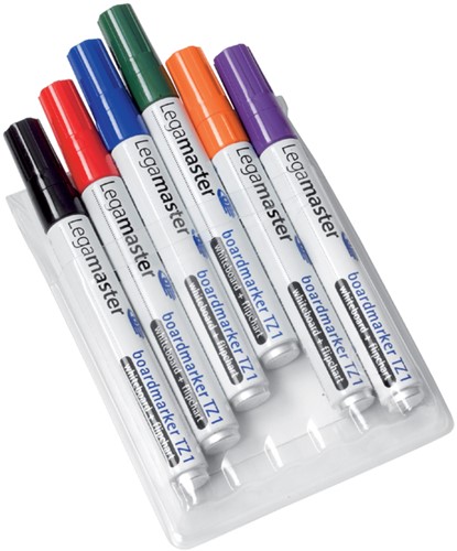 Viltstift Legamaster TZ 1 whiteboard rond 1.5-3mm assorti set à 6 stuks